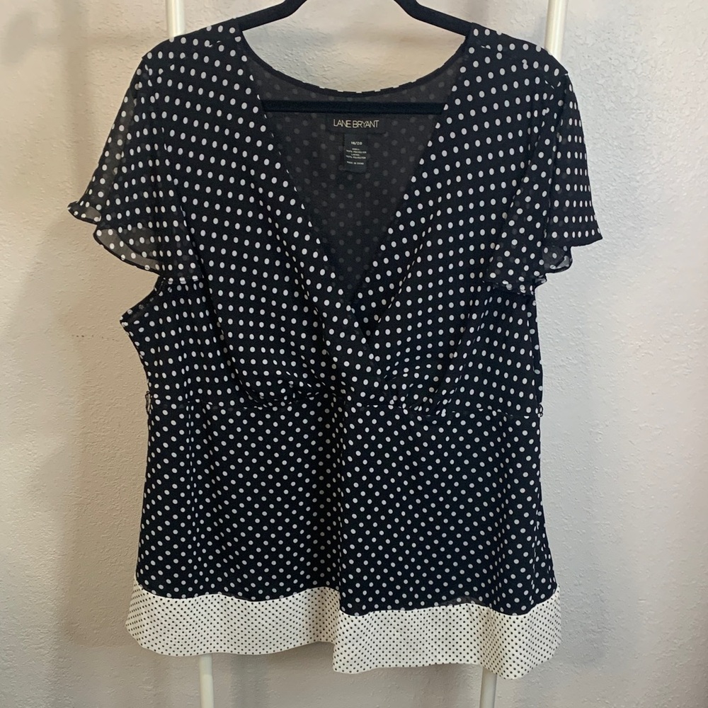 Lane Bryant Black and‎ White Dotted Blouse